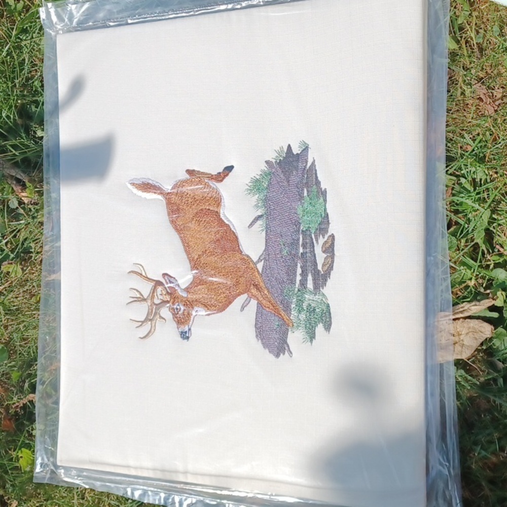 Brand New Unique Embroidered Deer Scene